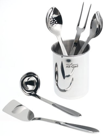 All-Clad TSET1 Stainless Steel 6 Piece Kitchen Tool Set Caddy Included- Silver