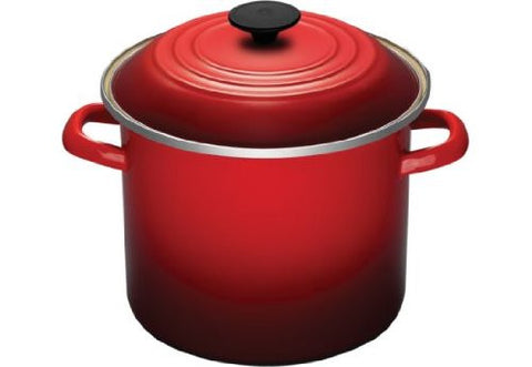 Le Creuset Enameled Steel Stock Pot with Lid- Fennel